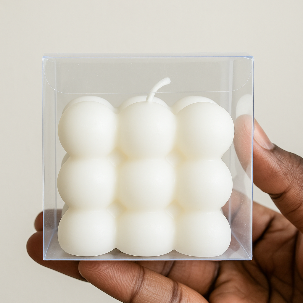 White Bubble Candle, Pack of 1- Made with 100% Soy Wax – Smokeless, Longer Burn, Eco-Friendly & Premium Quality.