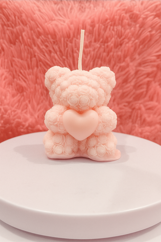 Pink Teddy Bear Candle Pack of 2