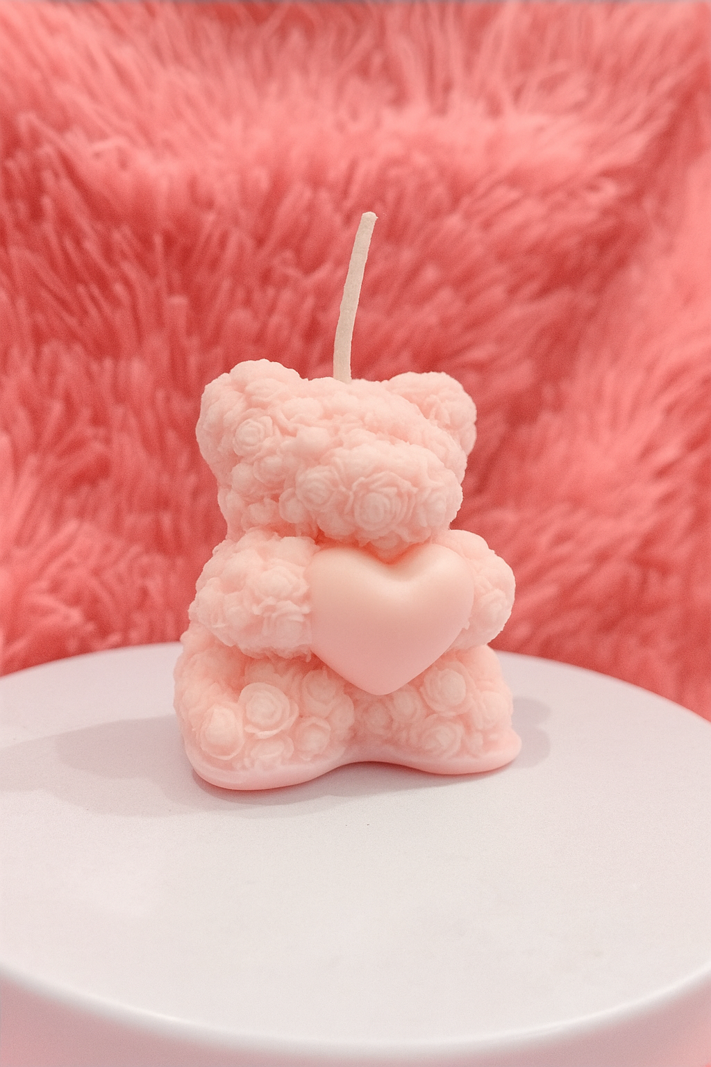 Pink Teddy Bear Candle Pack of 2